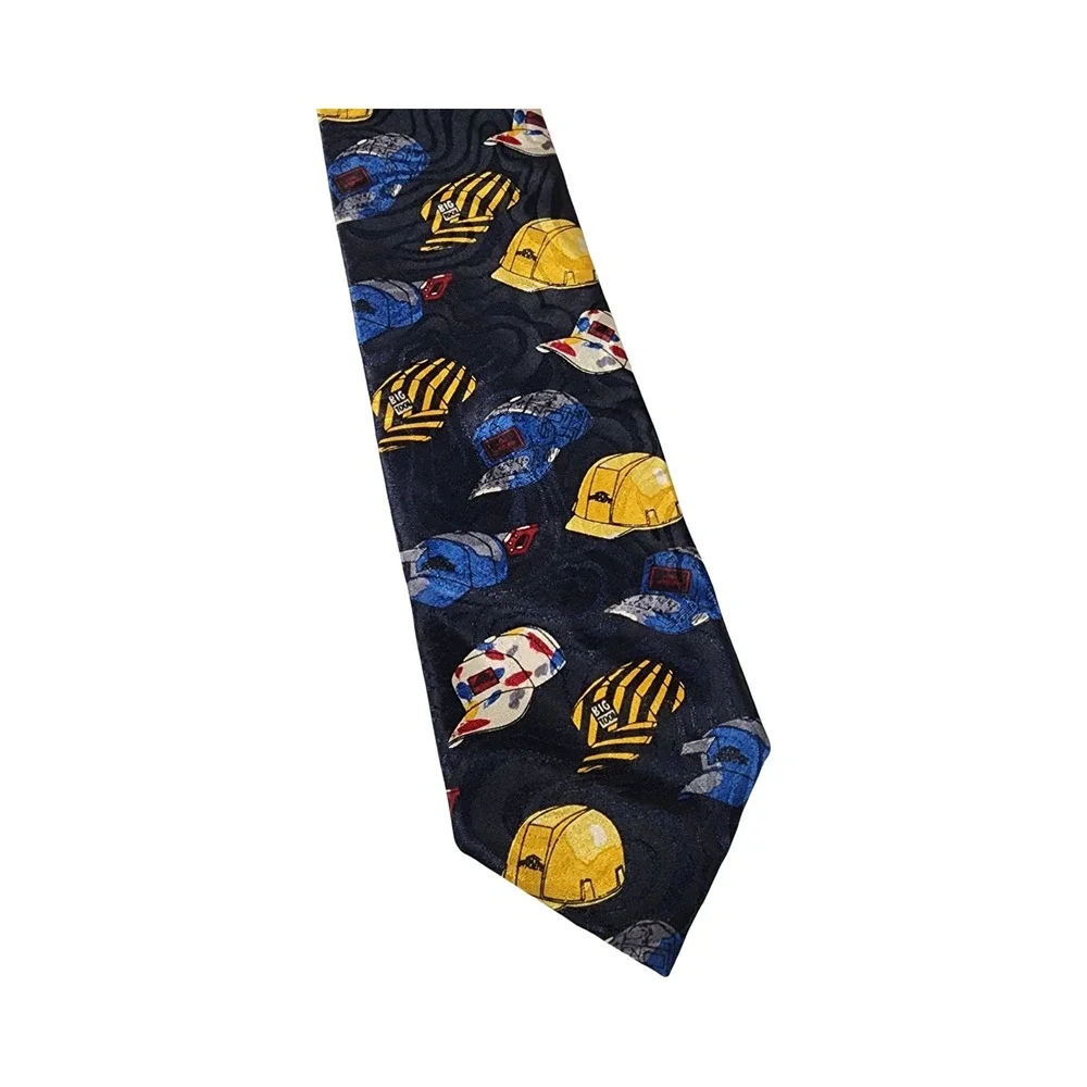 Home Improvement Tim's Work Hard Hat Tie‎ Navy Polyester Men's Necktie